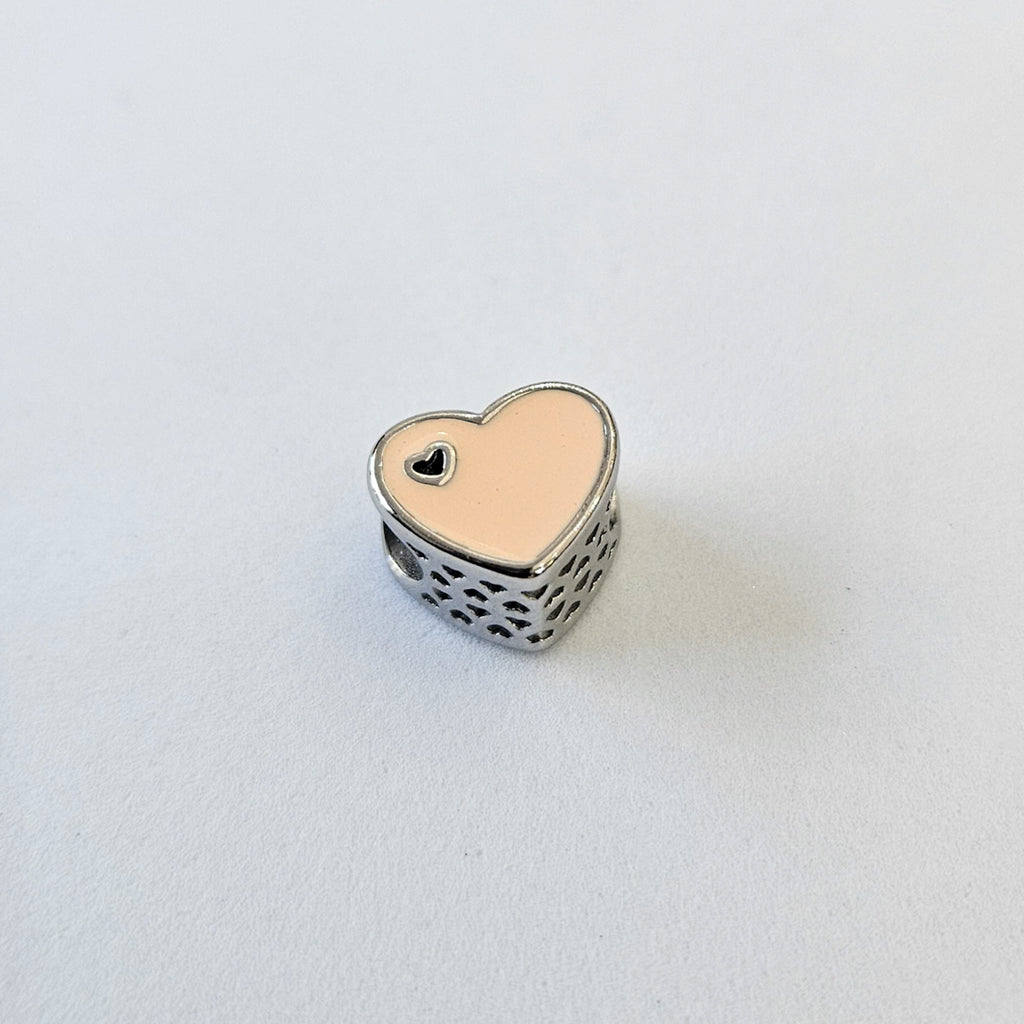 Pink Heart Bead Bracelet Charm