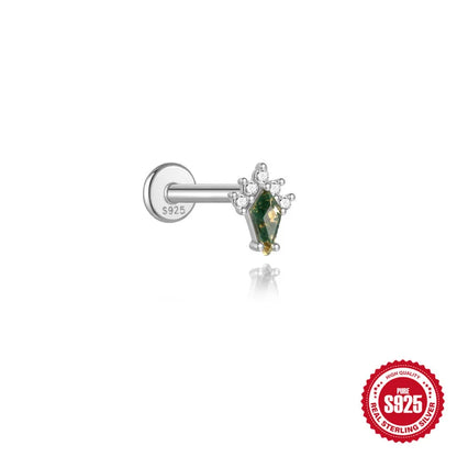 Regal Moss Agate | Sterling Silver Flat Back Stud