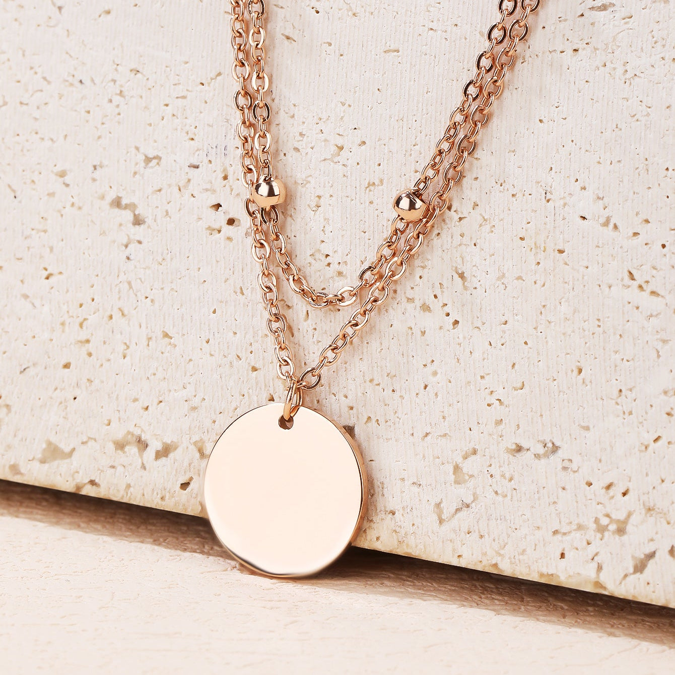 Rose Gold Engraved Double Necklace