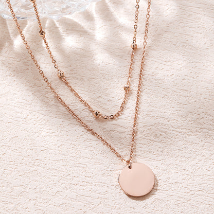 Rose Gold Engraved Double Necklace