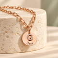 Rose Gold Engraved Letter Necklace