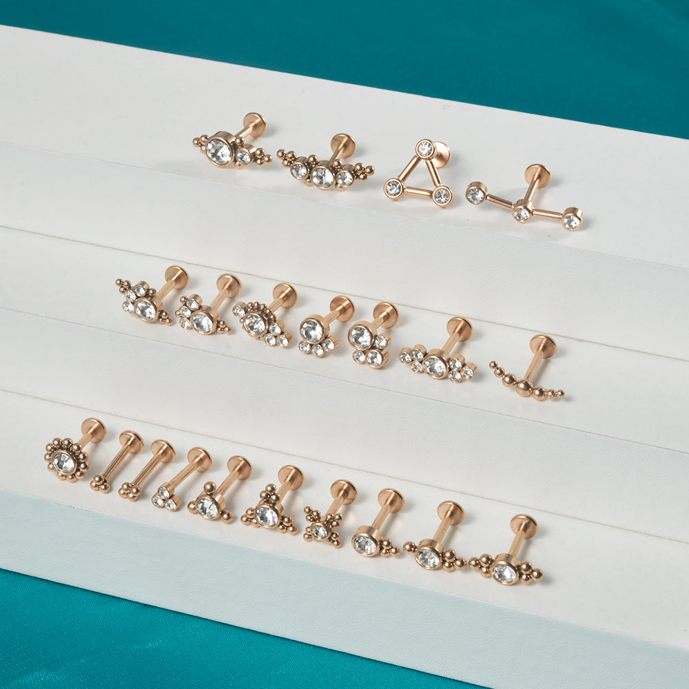 Trinity Rose Gold | Stainless Steel Flat Back Stud