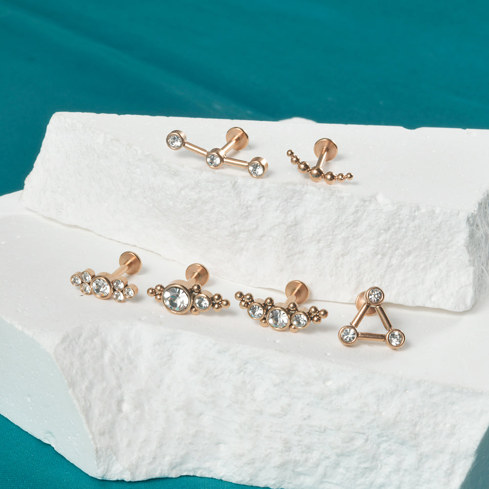 Trinity Rose Gold | Stainless Steel Flat Back Stud