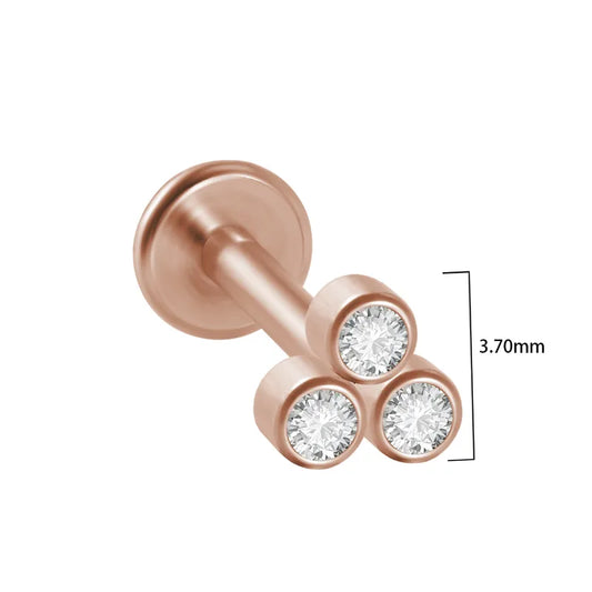 Trinity Rose Gold | Stainless Steel Flat Back Stud