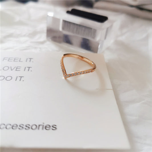Rose Gold V Half Eternity Ring