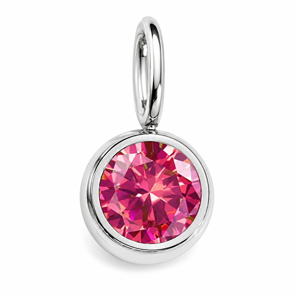 Round Birthstone Necklace Charm
