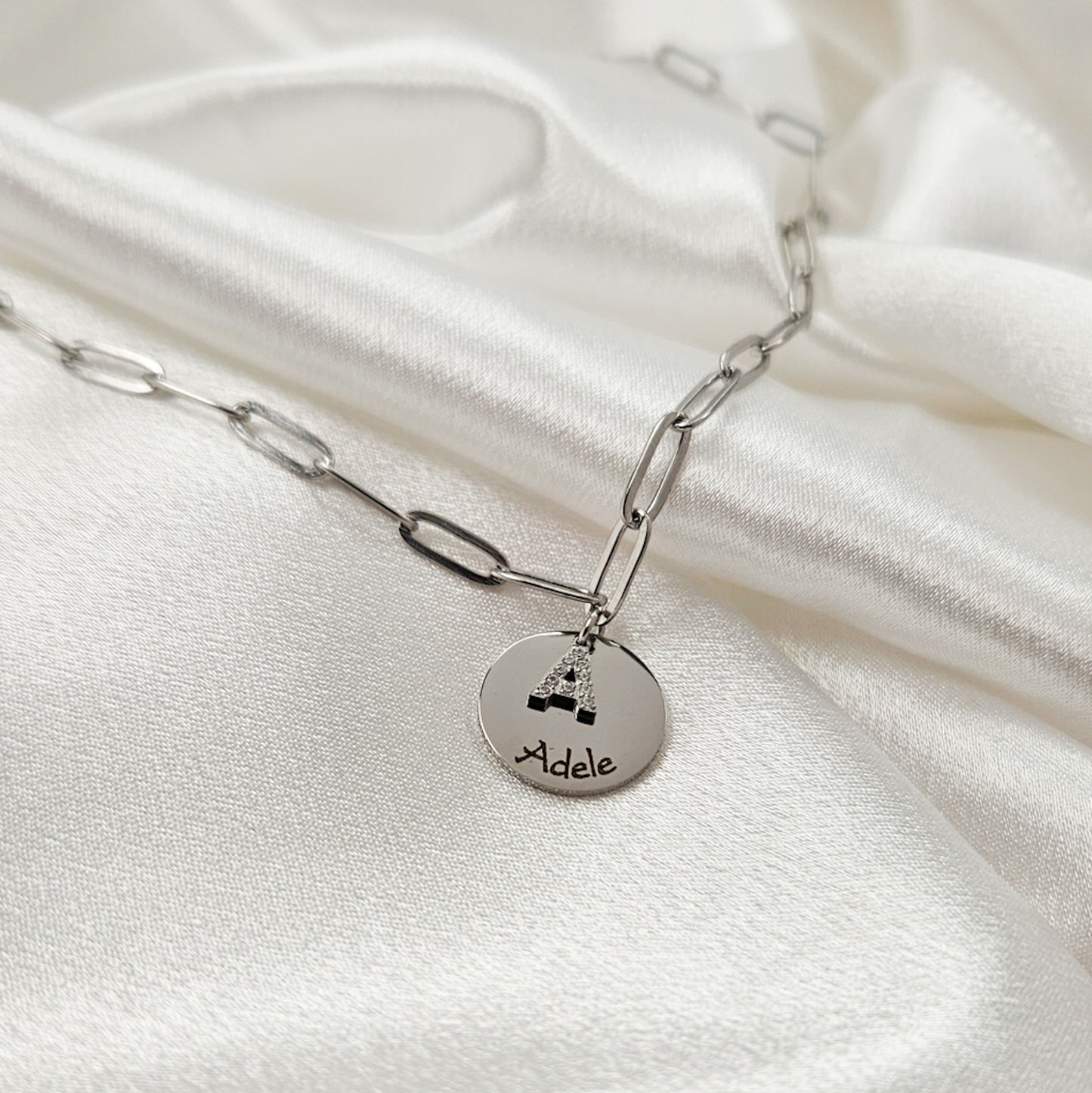 Silver Engraved Letter Necklace
