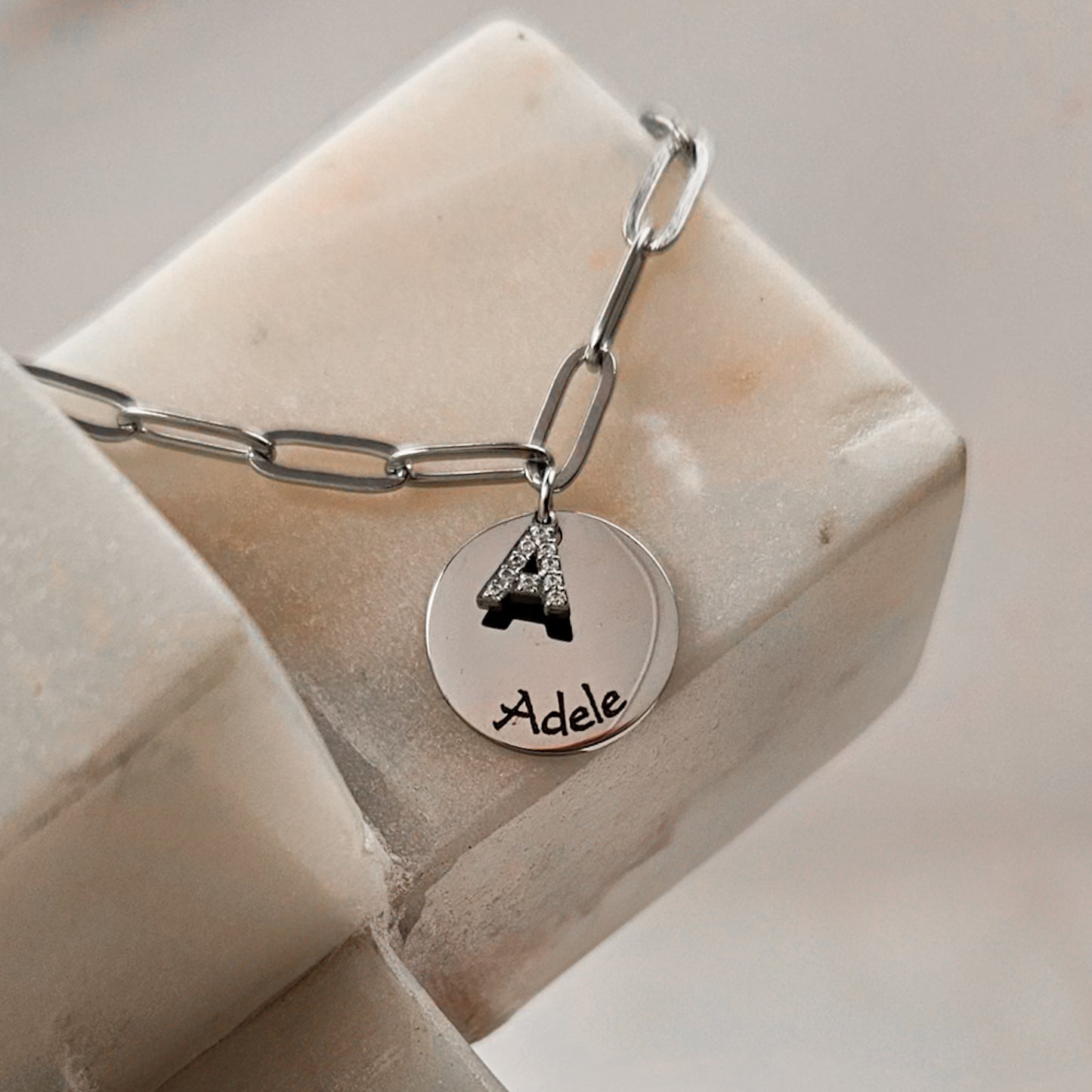 Silver Engraved Letter Necklace