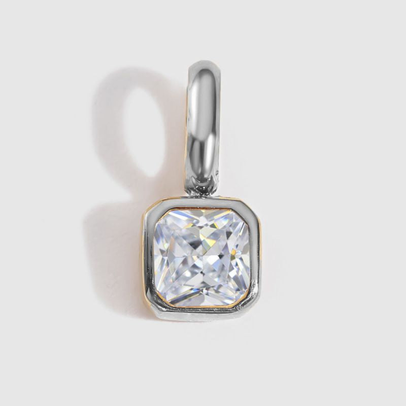 Square Birthstone Necklace Charm