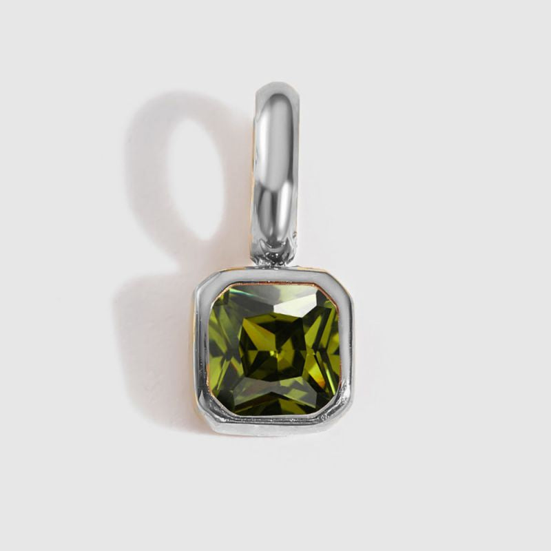 Square Birthstone Necklace Charm