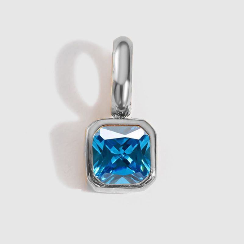 Square Birthstone Necklace Charm