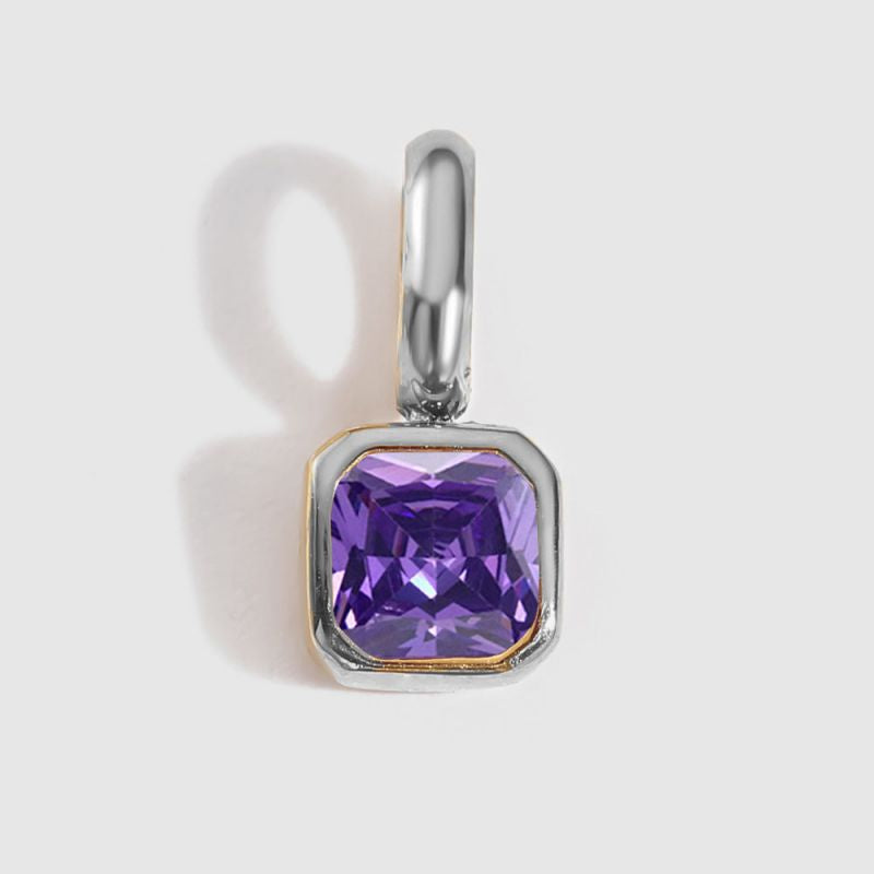 Square Birthstone Necklace Charm