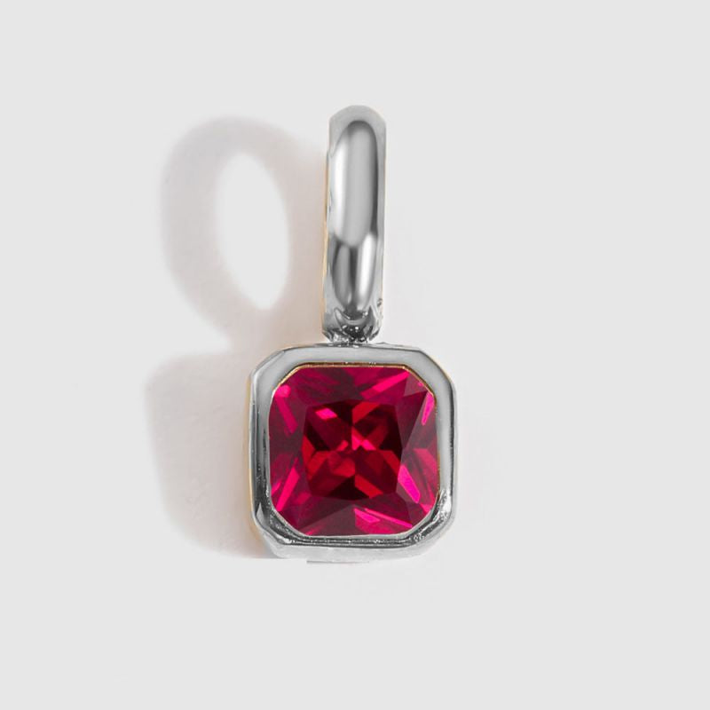 Square Birthstone Necklace Charm