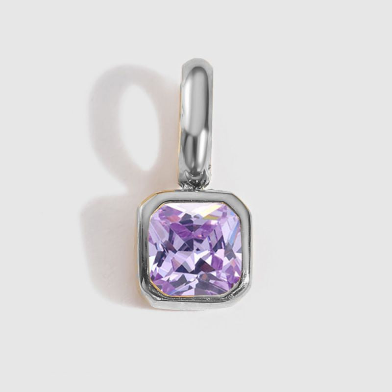 Square Birthstone Necklace Charm