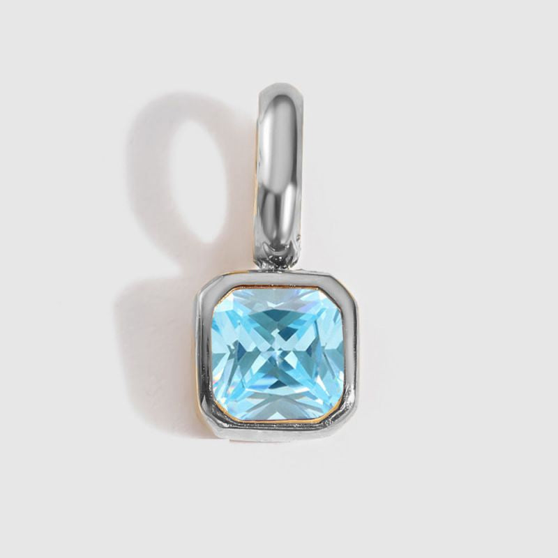 Square Birthstone Necklace Charm