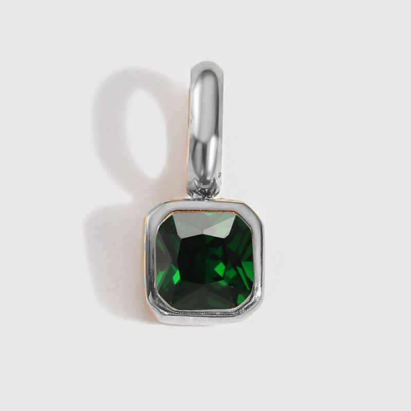 Square Birthstone Necklace Charm