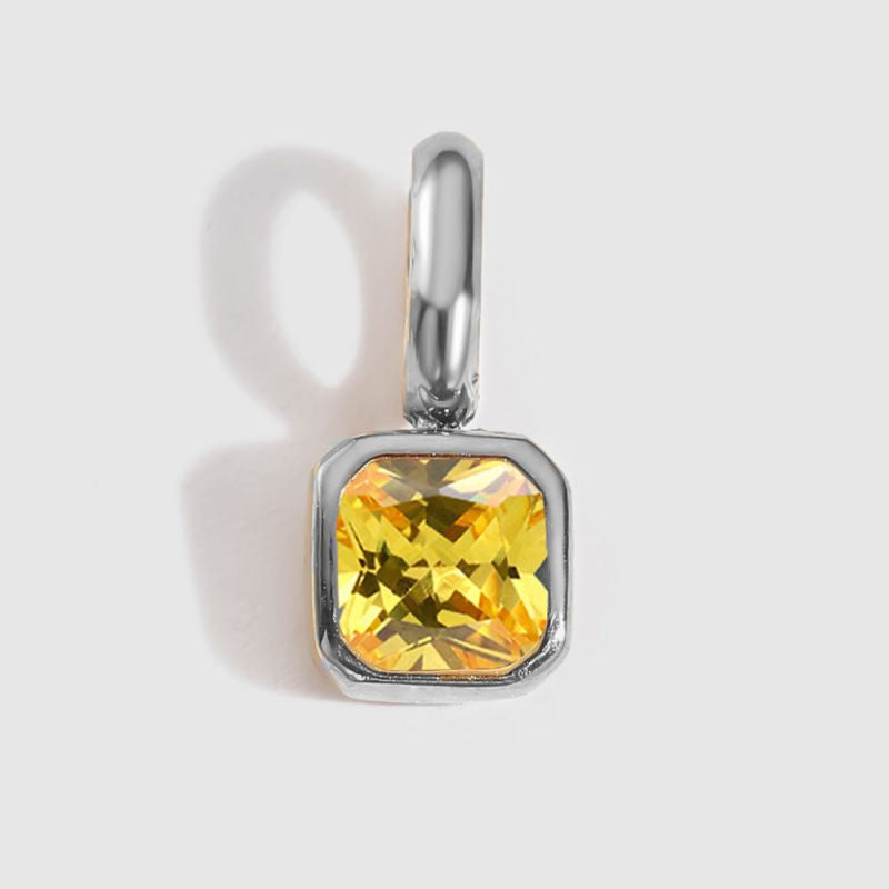 Square Birthstone Necklace Charm