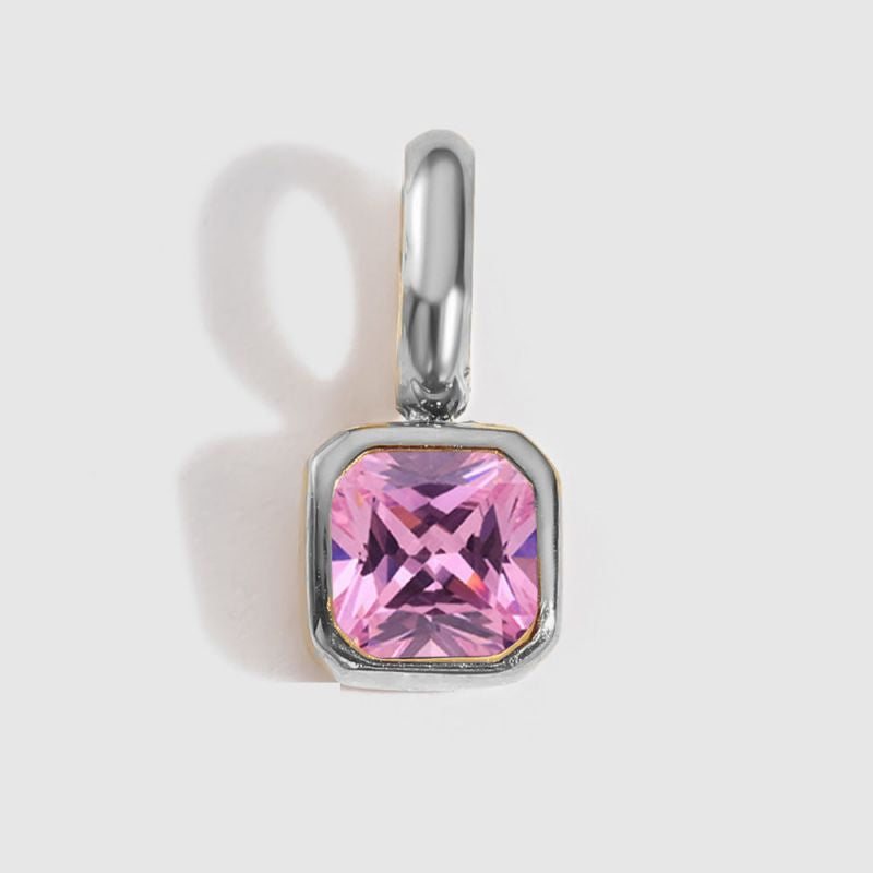 Square Birthstone Necklace Charm