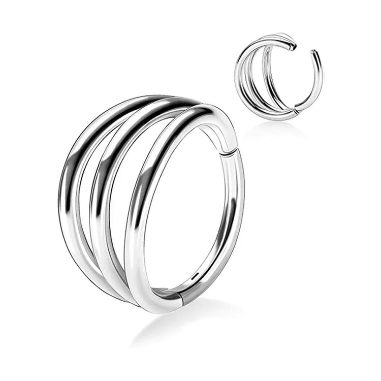 1.2mm Triple | Stainless Steel Clicker Ring 16G Gauge