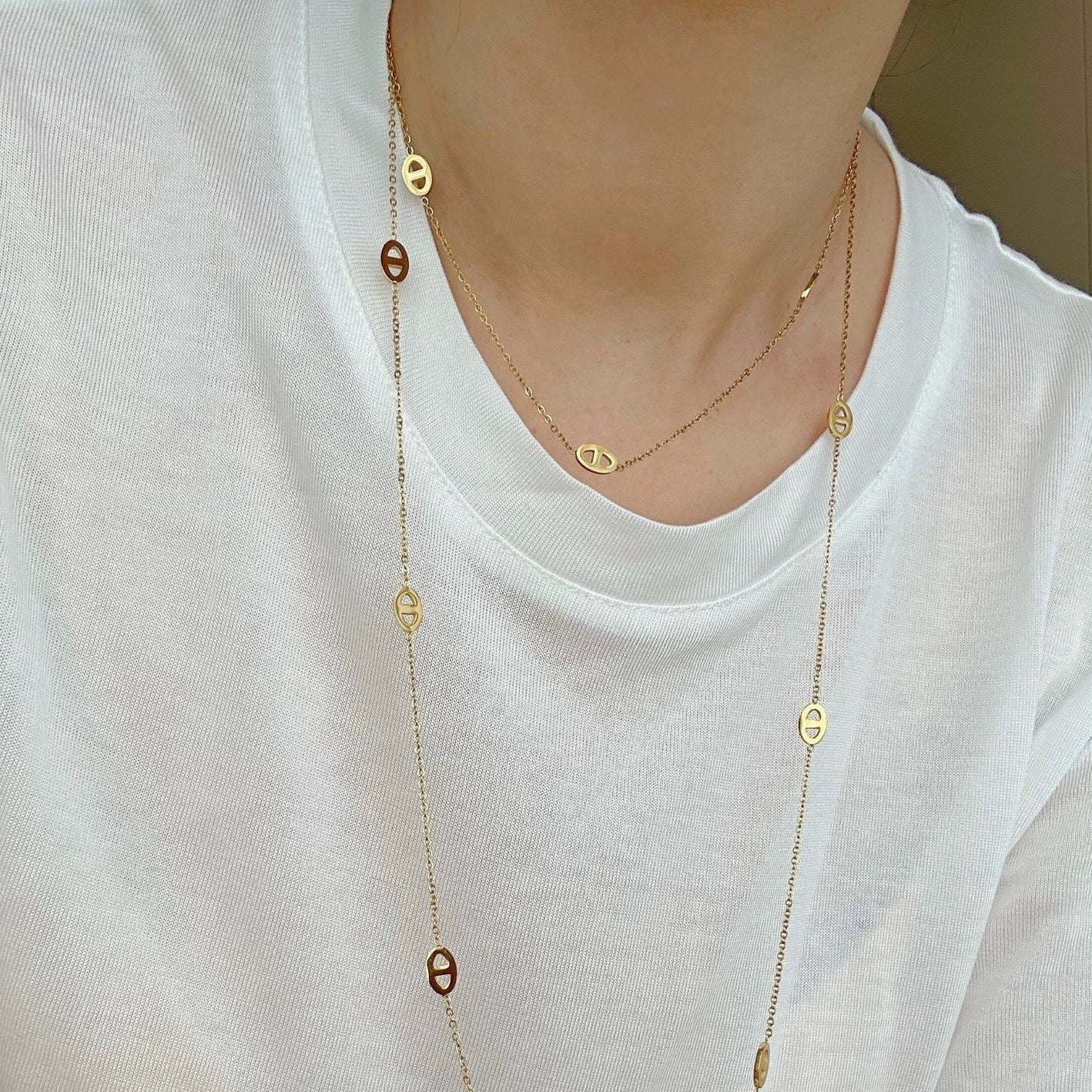 120cm Skinny Mariner Link Long Necklace