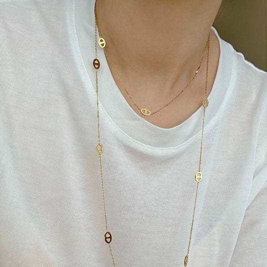 Skinny Mariner Link Long Necklace
