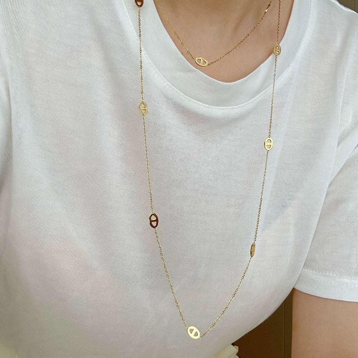 120cm Skinny Mariner Link Long Necklace