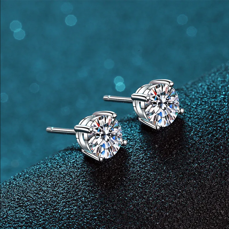 6.5mm Large Moissanite Studs in Sterling Silver