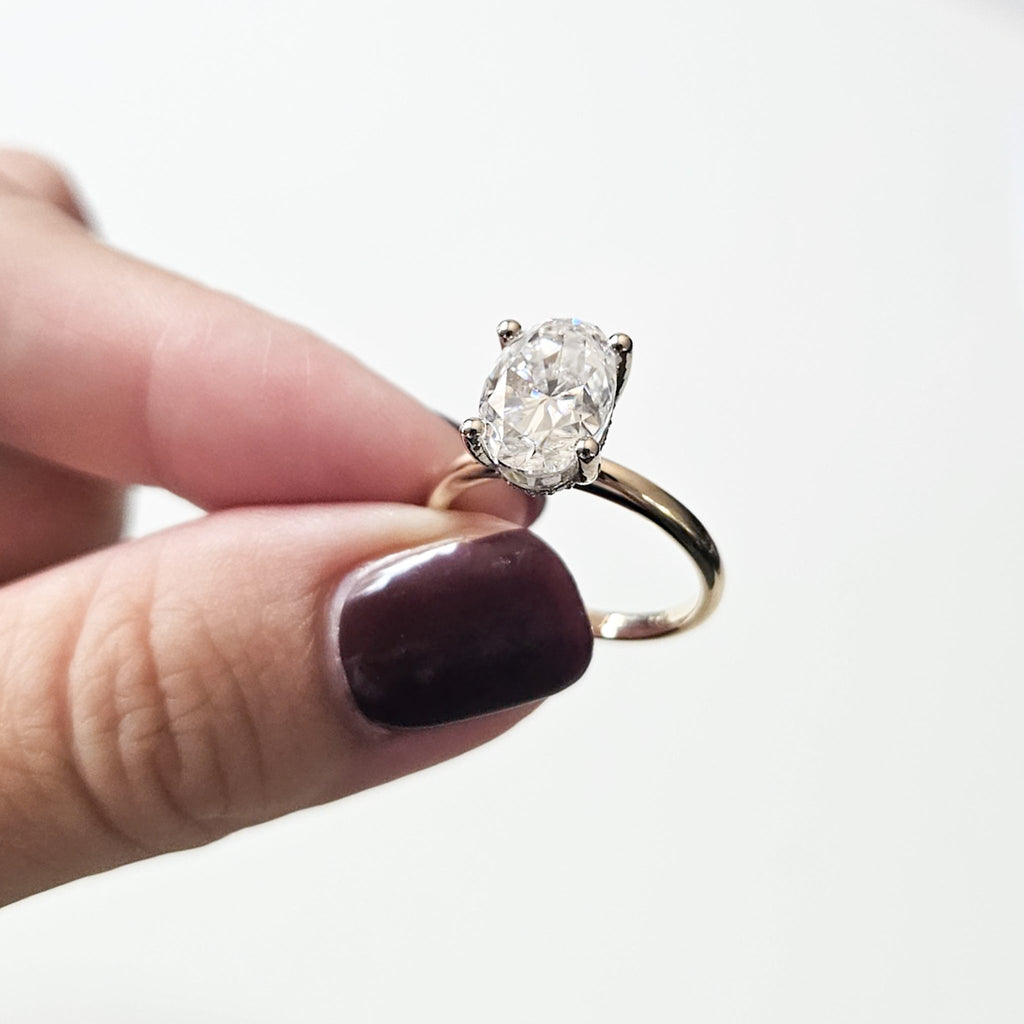 Classic Hidden Halo Oval Solitaire Ring