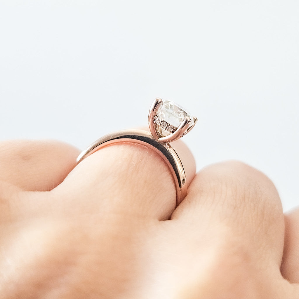 Classic Hidden Halo Oval Solitaire Ring