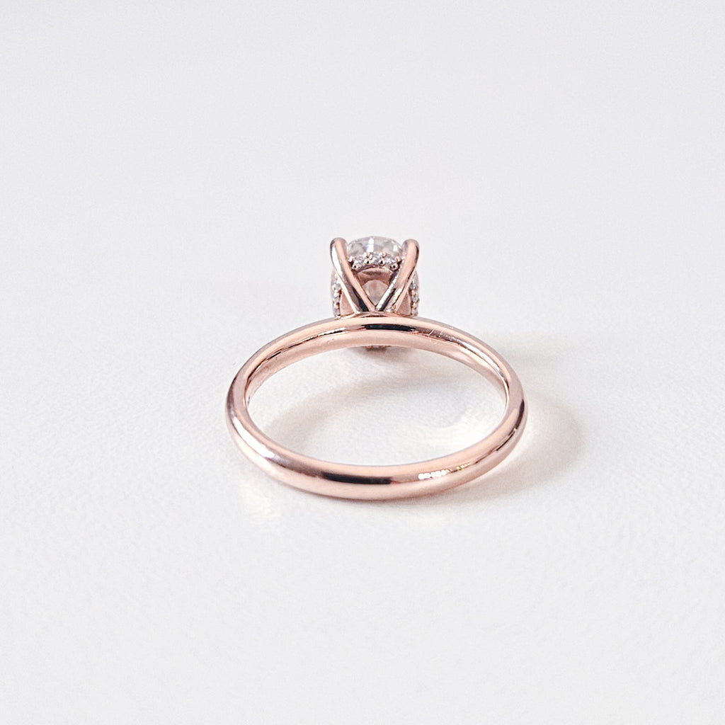 Classic Hidden Halo Oval Solitaire Ring