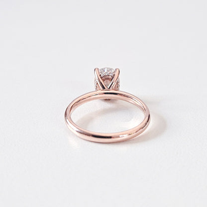 Classic Hidden Halo Oval Solitaire Ring
