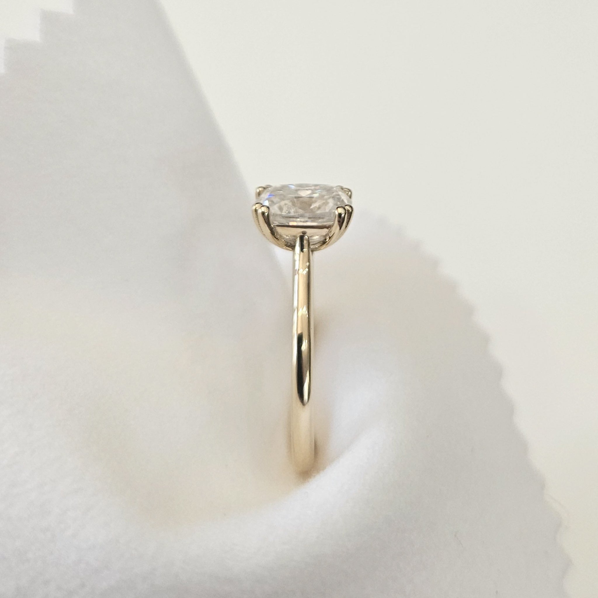 Double Prong Elongated Cushion Cut Solitaire Ring