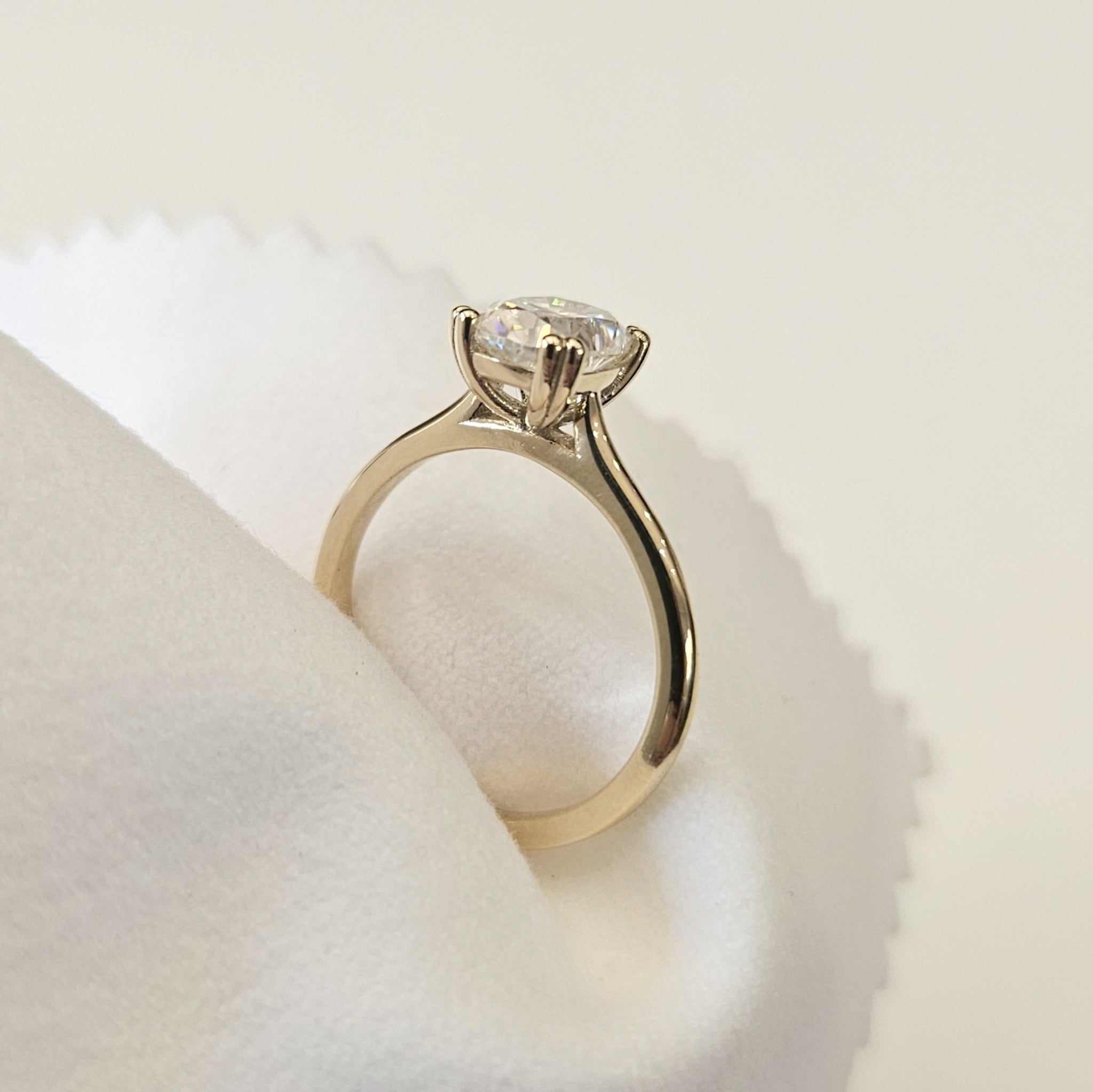 Double Prong Elongated Cushion Cut Solitaire Ring