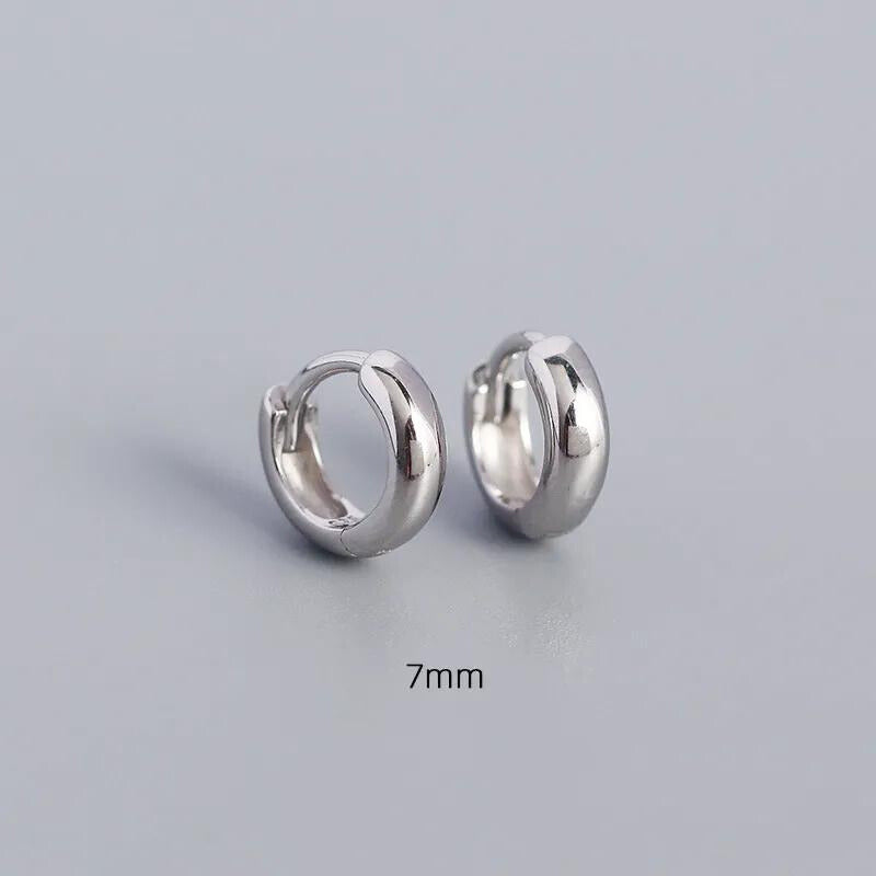 Glossy Thick Huggies (7mm) in Sterling Silver