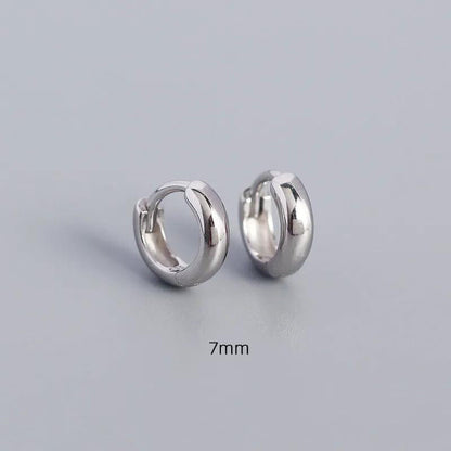 Glossy Thick Huggies (7mm) in Sterling Silver