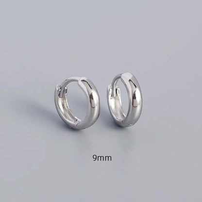 Glossy Thick Huggies (9mm) in Sterling Silver