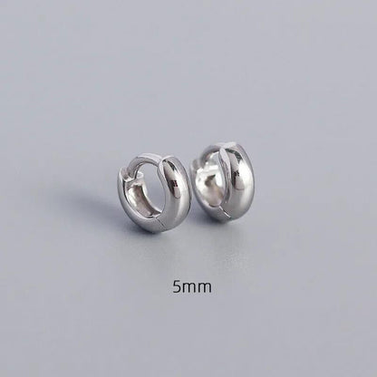 Glossy Thick Huggies (5mm) in Sterling Silver