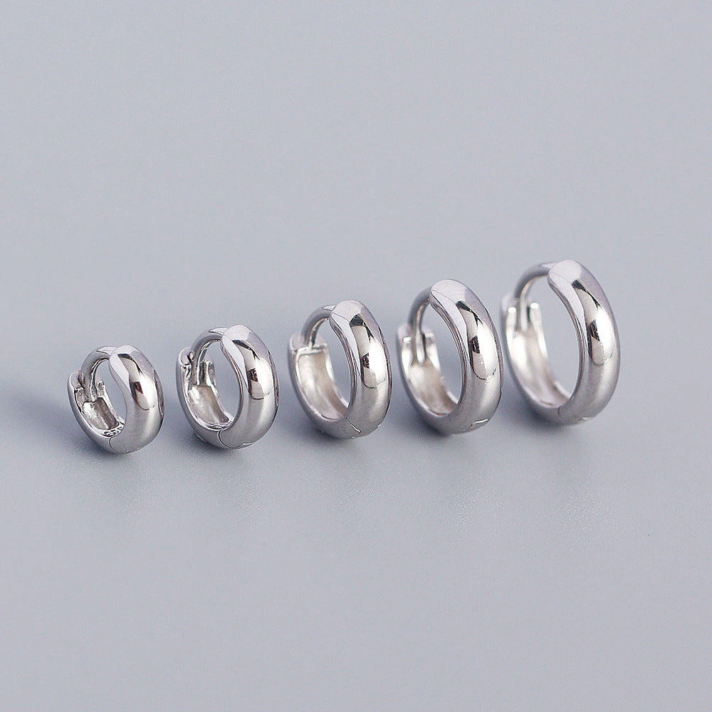 Glossy Thick Huggies (5mm) in Sterling Silver