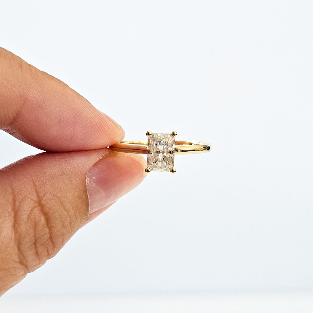 Minimalist Radiant Cut Solitaire Ring