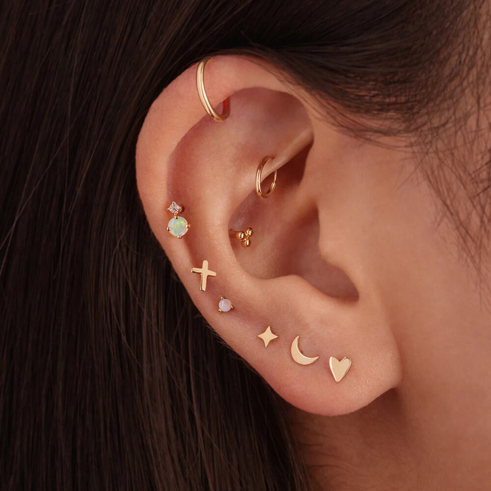Opal Diamante Drop | Sterling Silver Flat Back Stud 16G Gauge