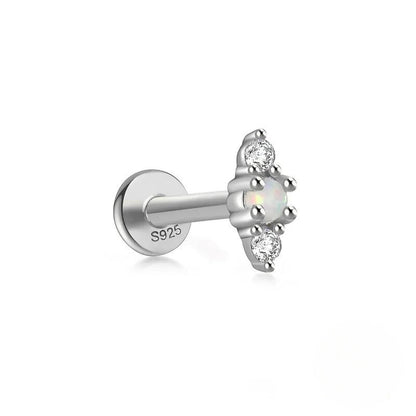 Opal Diamante Flatback Stud in Sterling Silver (1pc single)