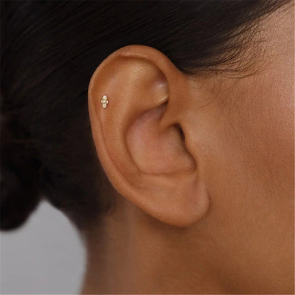 Opal Diamante Flatback Stud in Sterling Silver (1pc single)