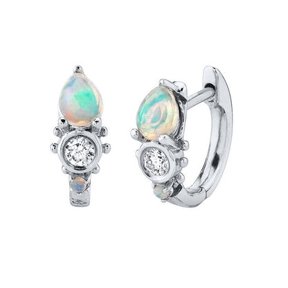 Opal Huggies in Sterling Silver