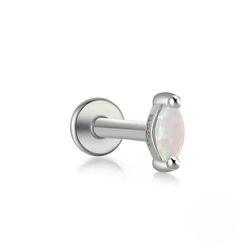 Opal Marquise Flatback Stud in Sterling Silver (1pc single)