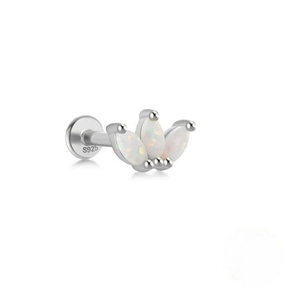 Opal Marquise Trio Flatback Stud in Sterling Silver (1pc single)