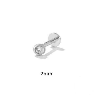 Round Bezel Flatback Stud (2mm) in Sterling Silver (1pc single)