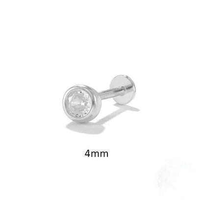 Round Bezel Flatback Stud (4mm) in Sterling Silver (1pc single)