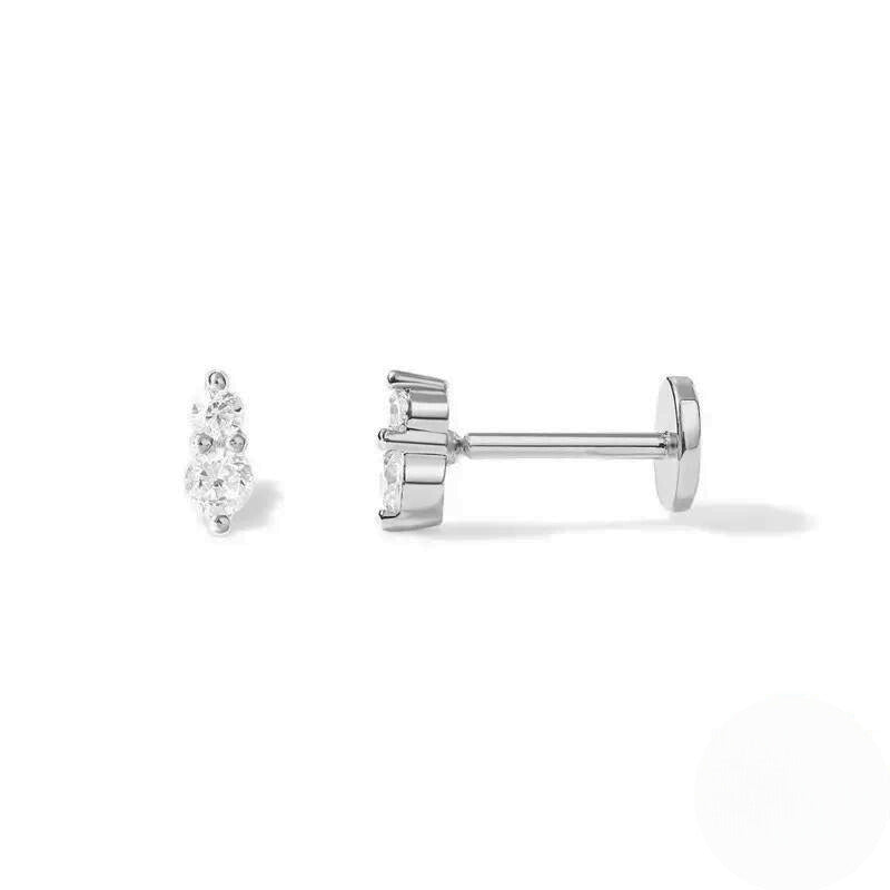 Round Duo | Sterling Silver Flat Back Stud 16G Gauge