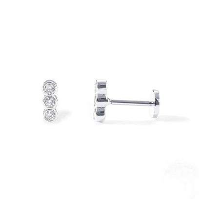 Round Trio Flatback Stud in Sterling Silver (1pc single)