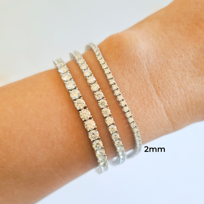 2mm Moissanite Tennis Bracelet in Sterling Silver